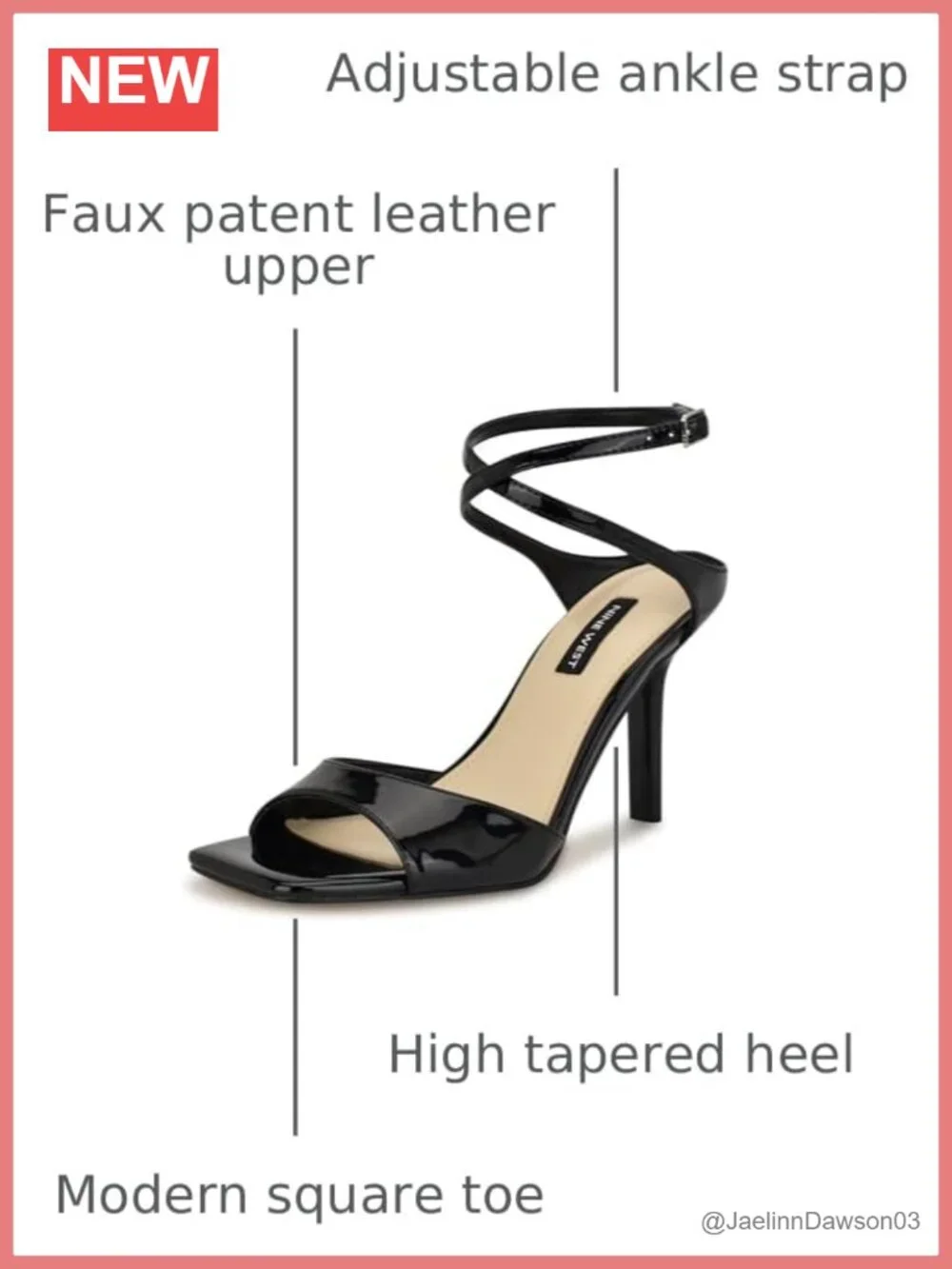 Nine West Devans Heeled Sandals Faux Patent Leather Open Toe